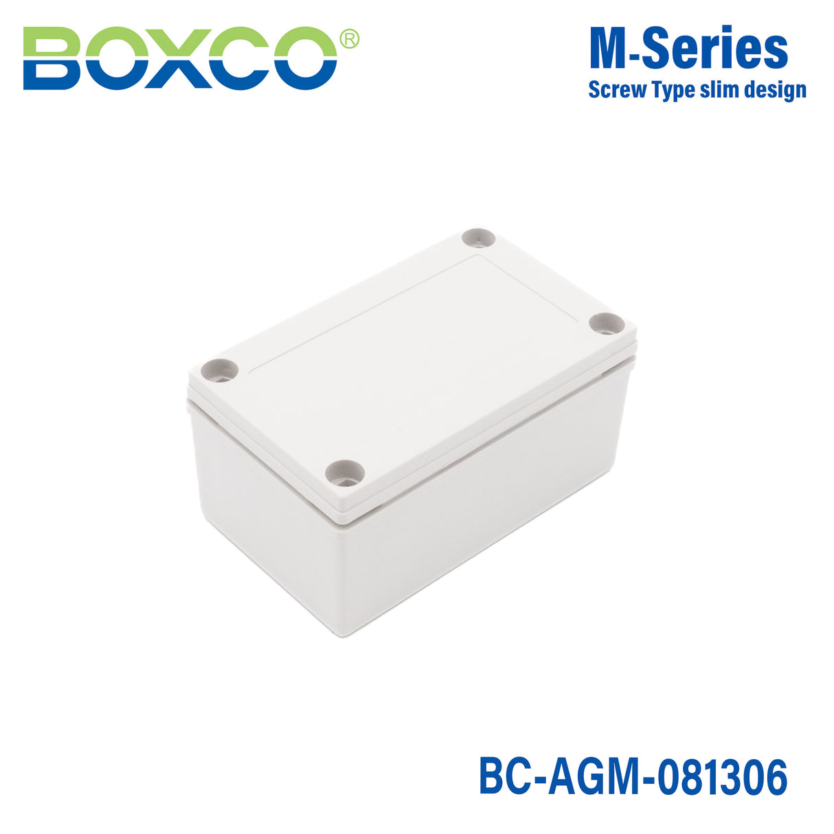 Boxco M-Series 3.15 x 5.12 x 2.36 Inches(80 x 130 x 60mm) Plastic Enclosure, IP67, IK08, ABS, Grey Cover, Screw Type