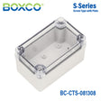 Boxco S-Series 3.15 x 5.12 x 3.35 Inches(80x130x85mm) Plastic Enclosure, IP67, IK08, PC, Transparent Cover, Screw Type